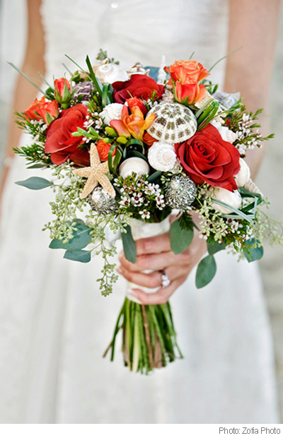 Create your own bouquet with seashells and pearls